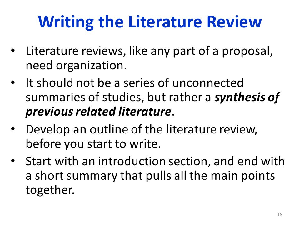 what do you need to write a literature review